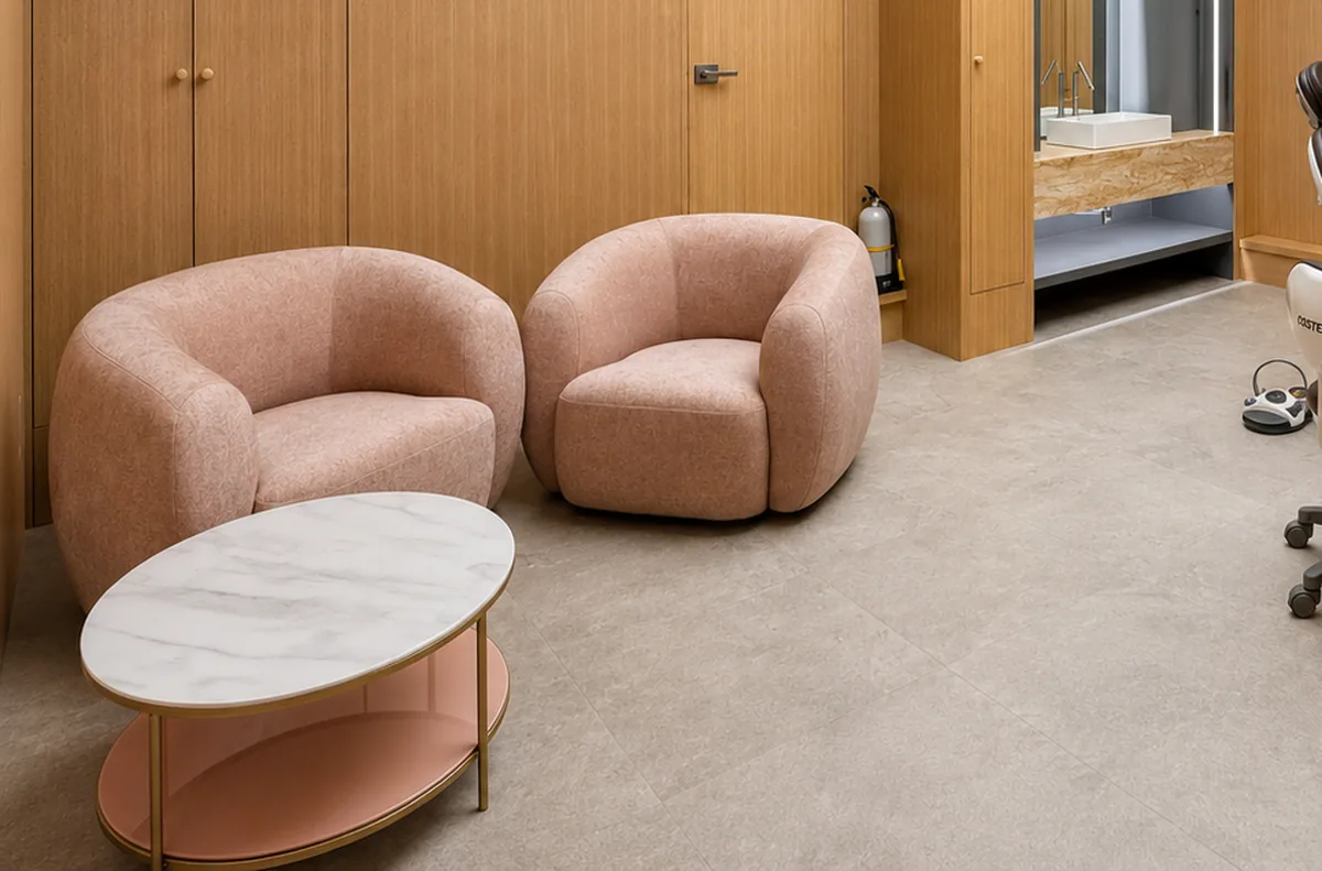 Lounge chairs and table in the VIP lounge