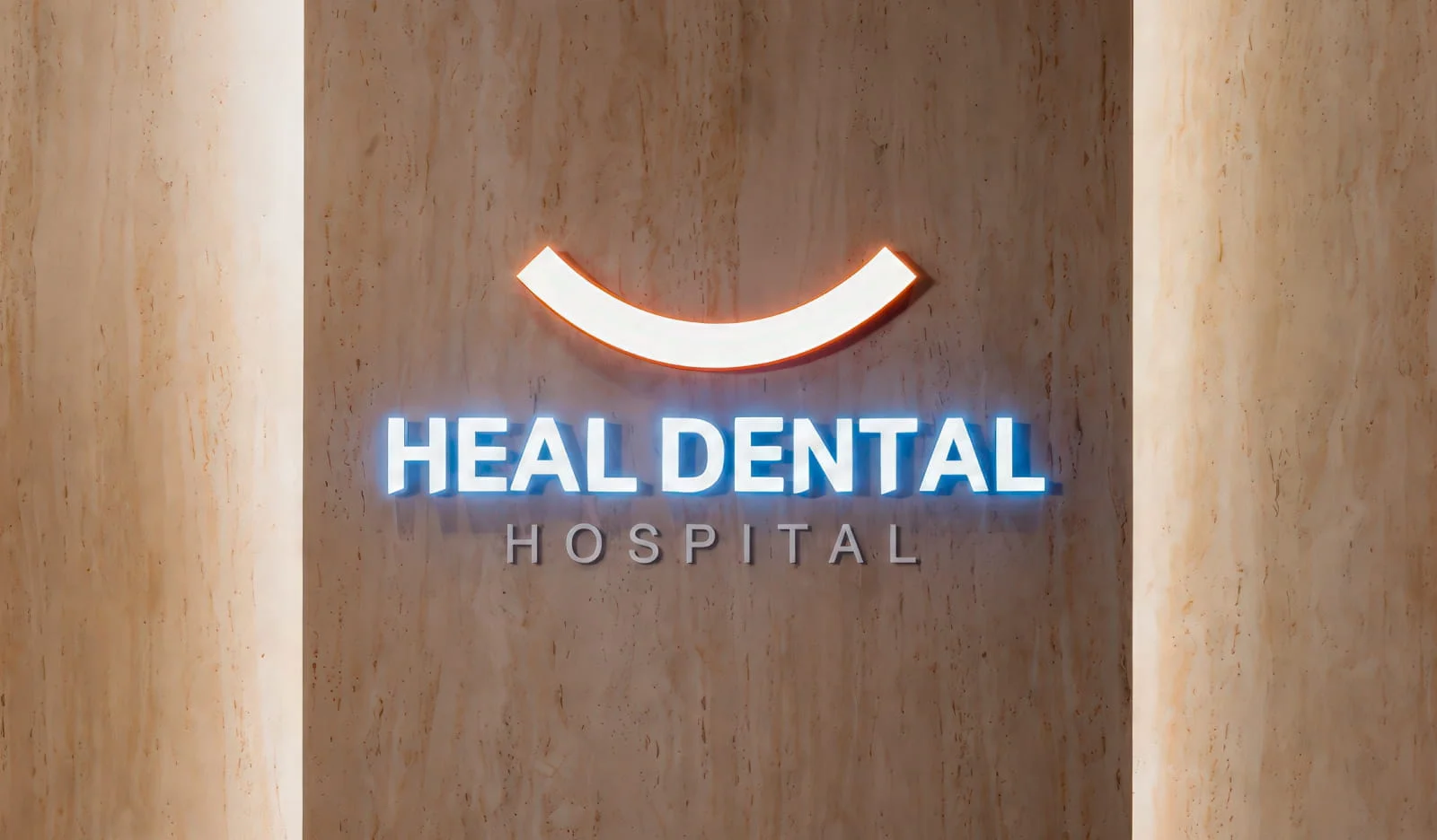 Вывеска с логотипом Heal Dental Hospital